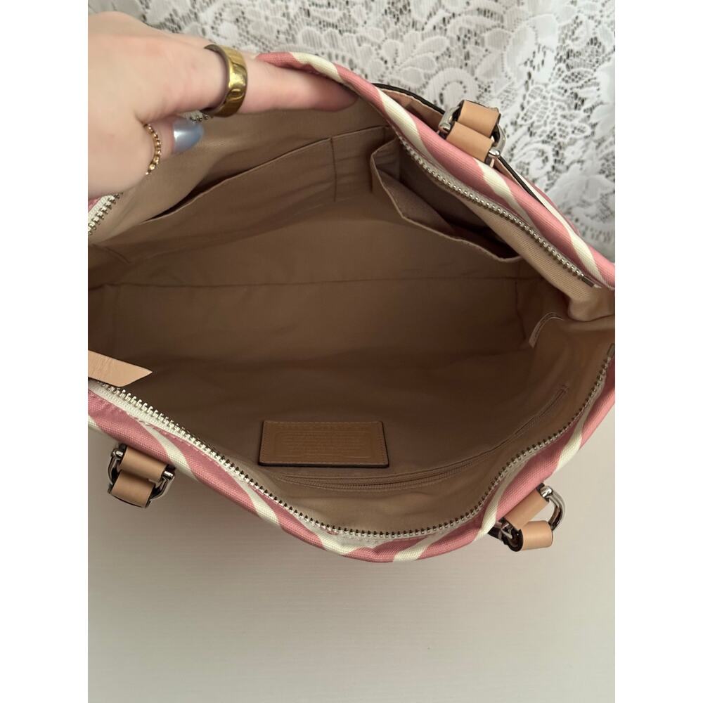 Coach Zebra Print Signature Stripe Tote F23283 Pink White EUC - Picture 11 of 13